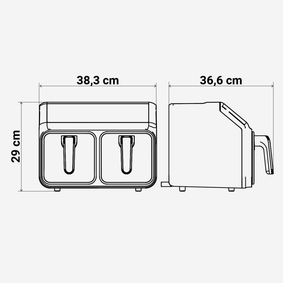 FREIDORA AIRE U.BLUE 6008 NEG/INOX DOBLE DIG 8L